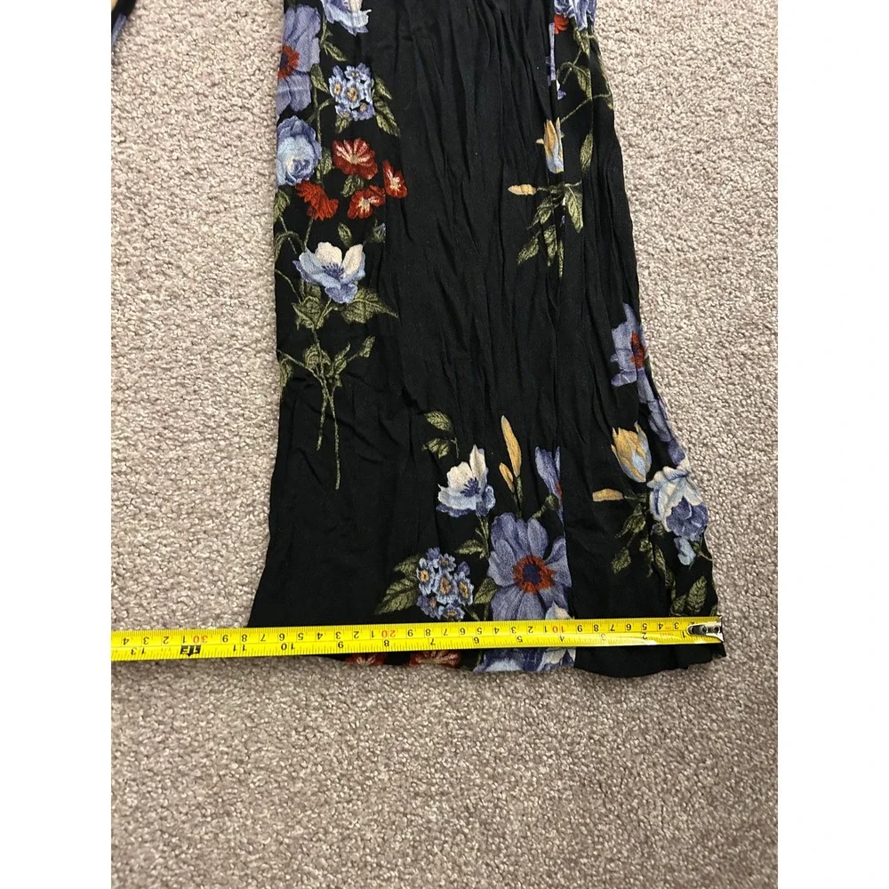 American Eagle‎ Jumpsuit Womens Medium Black Excellent Floral Wide Leg Smocked
